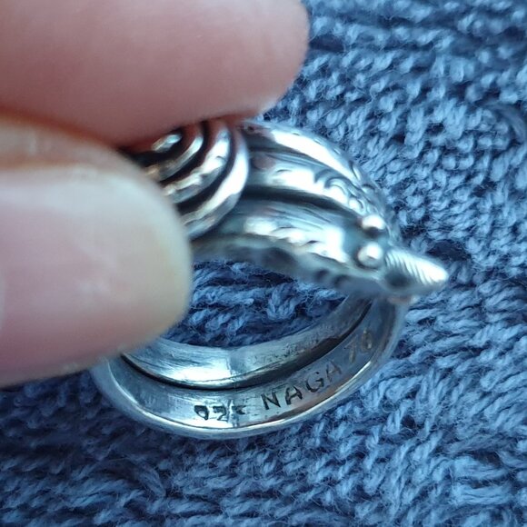 Unusual Vintage Solid Sterling Silver Snake Wrap Ring - Picture 3 of 11